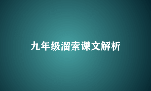 九年级溜索课文解析