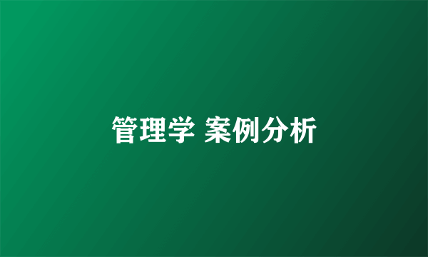 管理学 案例分析