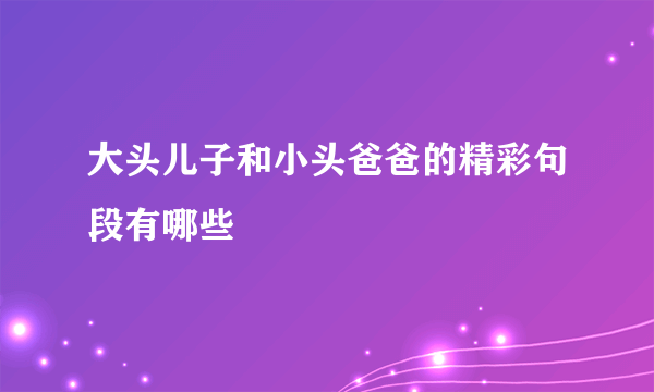 大头儿子和小头爸爸的精彩句段有哪些