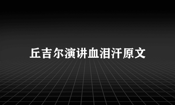丘吉尔演讲血泪汗原文