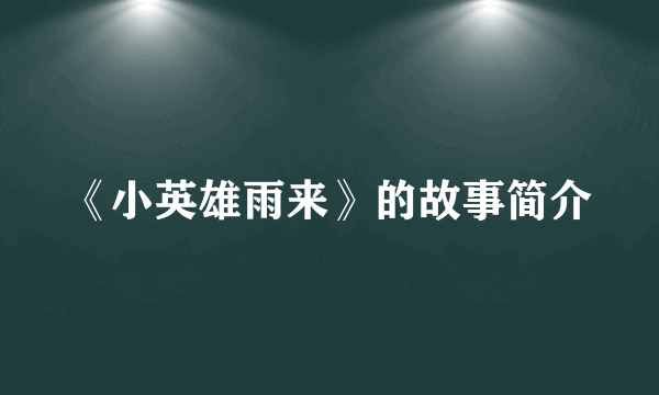 《小英雄雨来》的故事简介