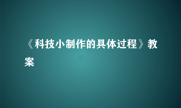 《科技小制作的具体过程》教案