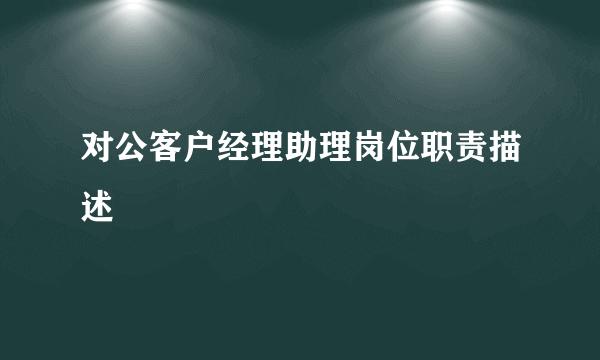 对公客户经理助理岗位职责描述