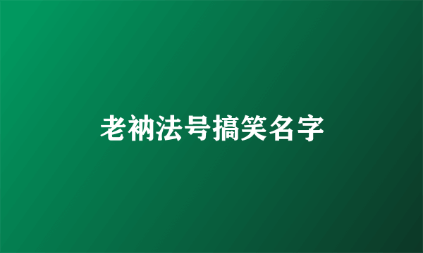 老衲法号搞笑名字