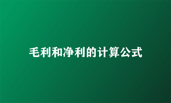 毛利和净利的计算公式