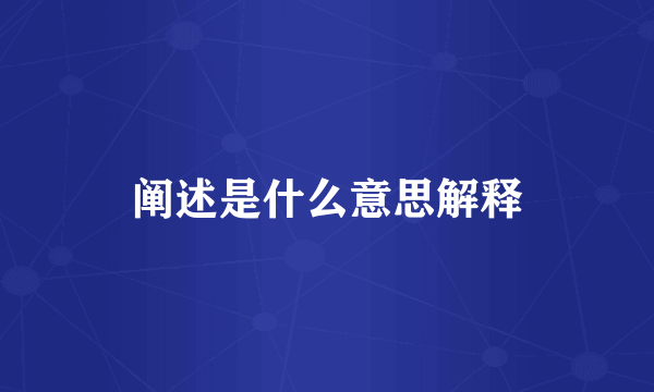 阐述是什么意思解释