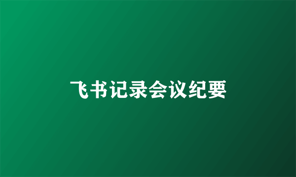 飞书记录会议纪要