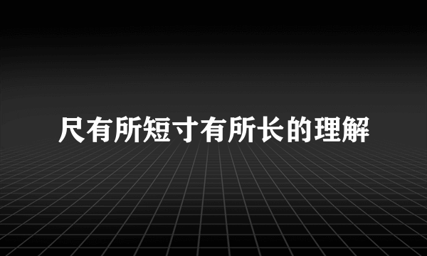尺有所短寸有所长的理解