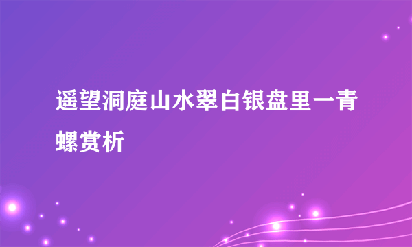 遥望洞庭山水翠白银盘里一青螺赏析