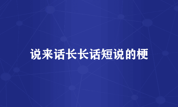 说来话长长话短说的梗