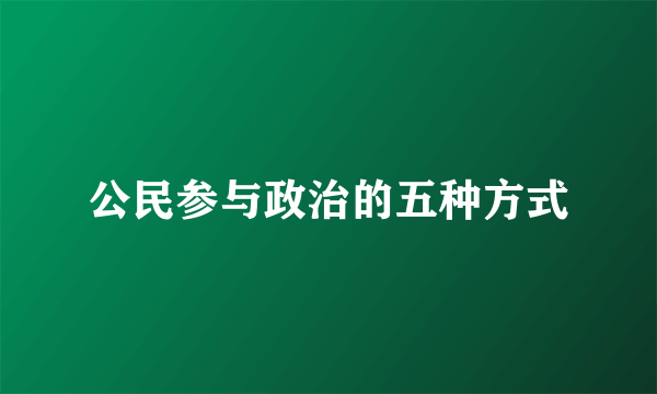 公民参与政治的五种方式