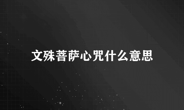 文殊菩萨心咒什么意思