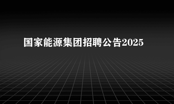国家能源集团招聘公告2025