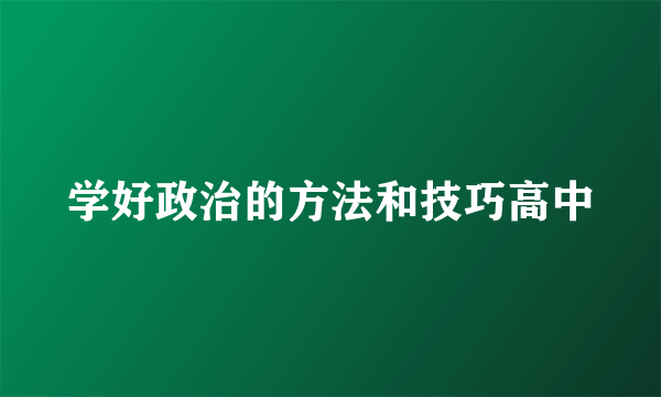 学好政治的方法和技巧高中
