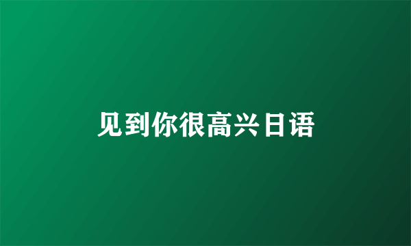 见到你很高兴日语