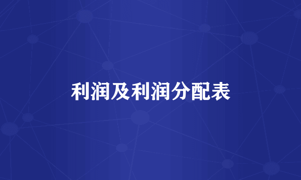 利润及利润分配表