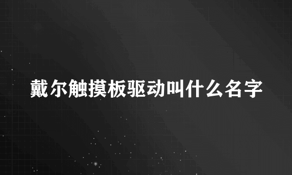 戴尔触摸板驱动叫什么名字