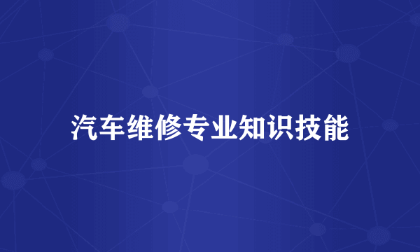 汽车维修专业知识技能