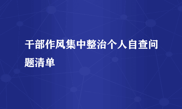干部作风集中整治个人自查问题清单
