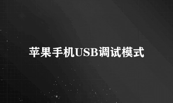 苹果手机USB调试模式