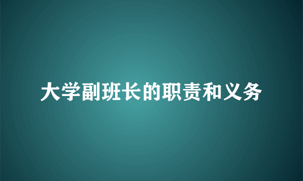 大学副班长的职责和义务