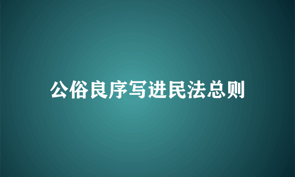 公俗良序写进民法总则
