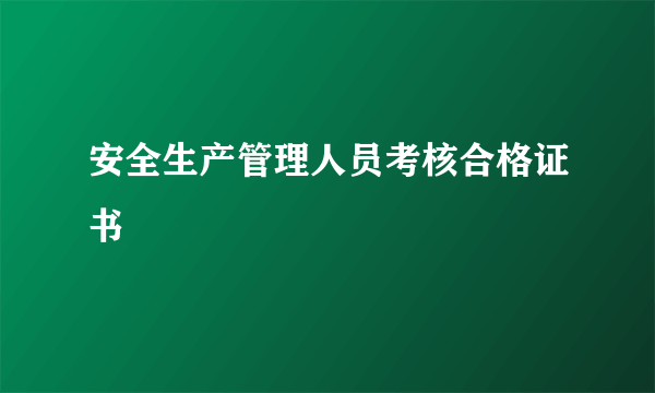 安全生产管理人员考核合格证书