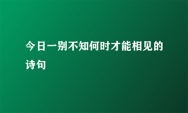 今日一别不知何时才能相见的诗句