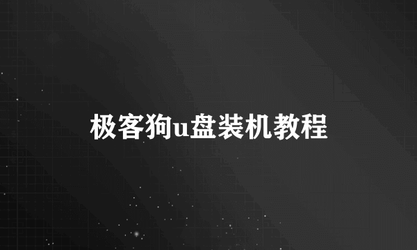 极客狗u盘装机教程