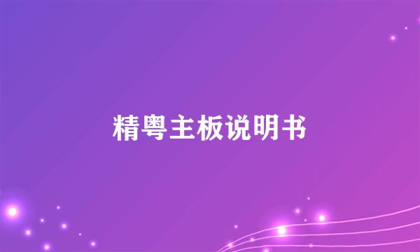 精粤主板说明书