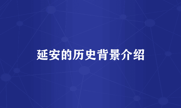 延安的历史背景介绍