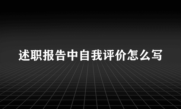 述职报告中自我评价怎么写