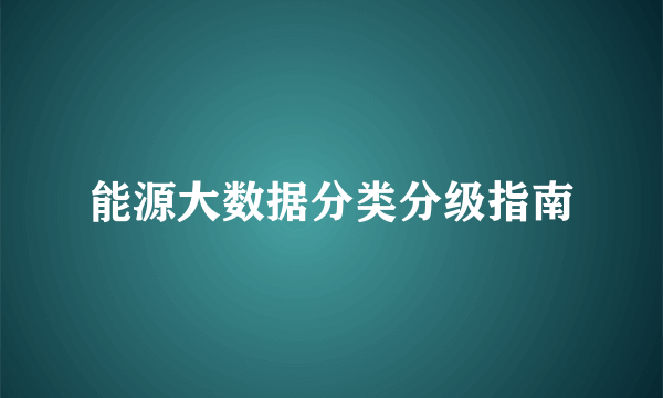 能源大数据分类分级指南