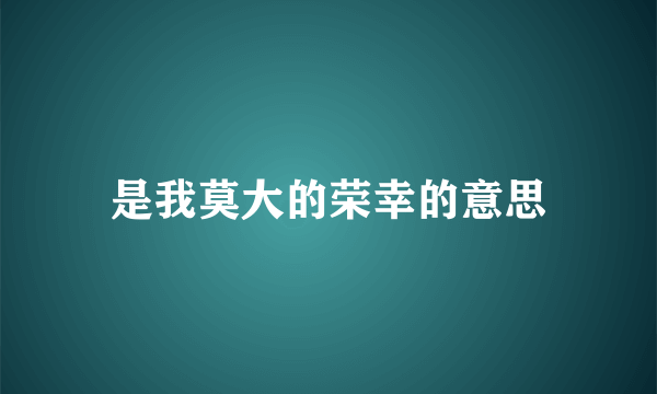 是我莫大的荣幸的意思