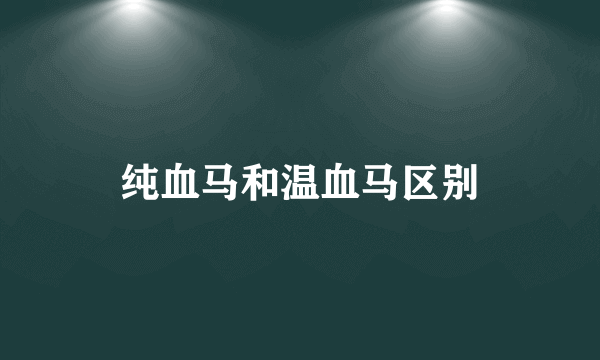 纯血马和温血马区别
