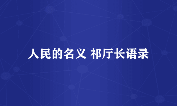 人民的名义 祁厅长语录