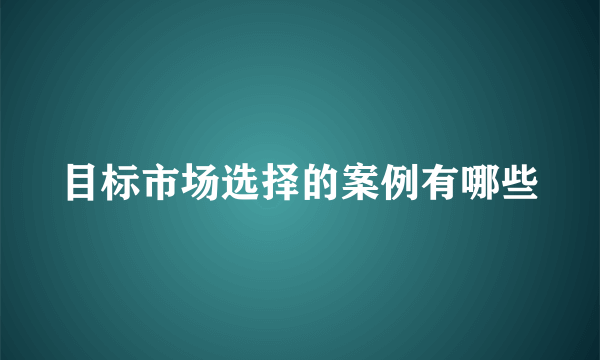 目标市场选择的案例有哪些