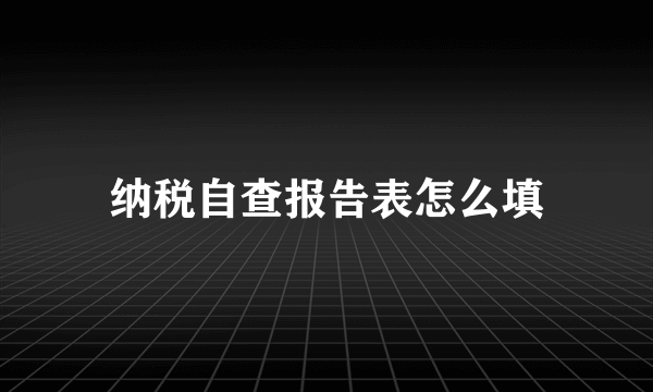 纳税自查报告表怎么填