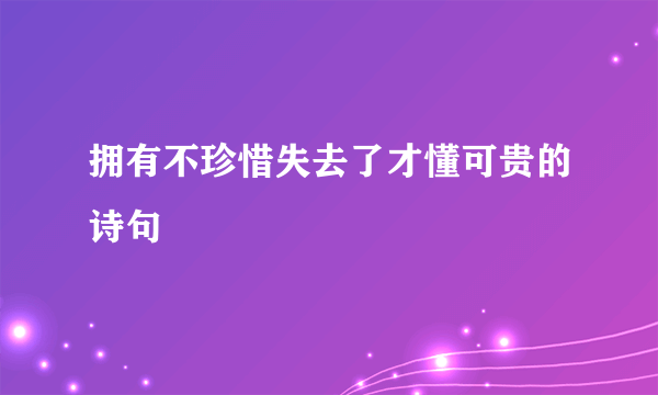 拥有不珍惜失去了才懂可贵的诗句