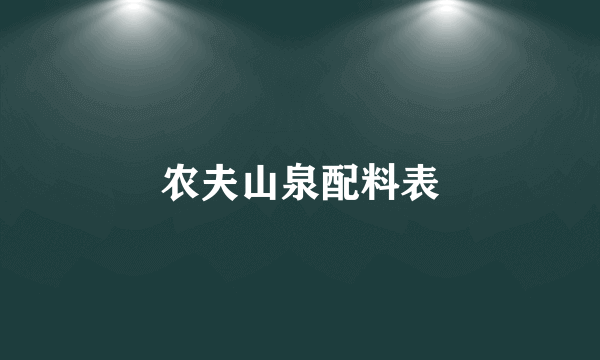 农夫山泉配料表