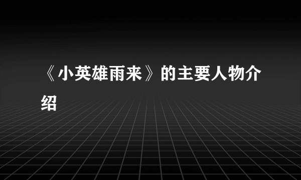 《小英雄雨来》的主要人物介绍