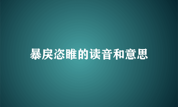 暴戾恣睢的读音和意思