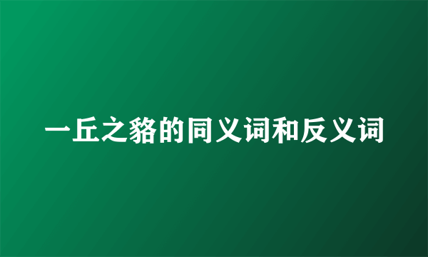 一丘之貉的同义词和反义词
