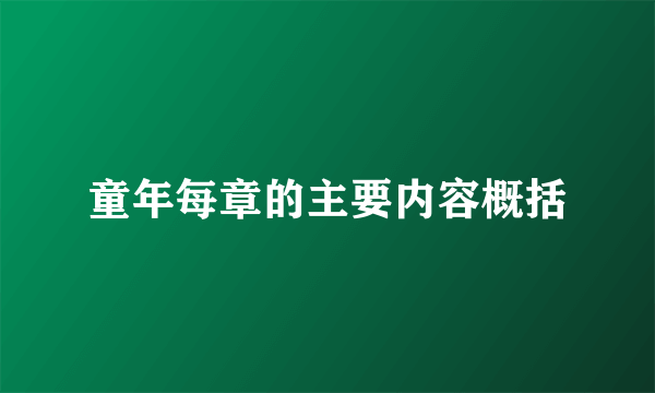 童年每章的主要内容概括