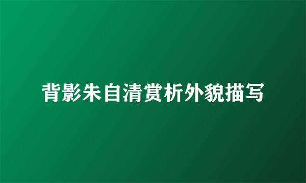 背影朱自清赏析外貌描写