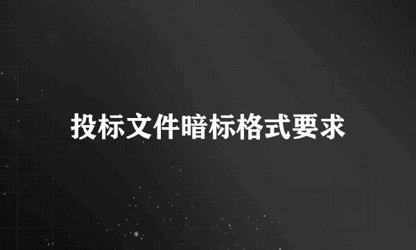 投标文件暗标格式要求
