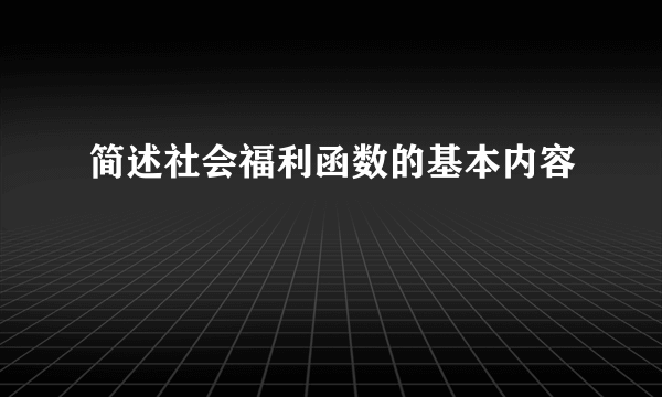 简述社会福利函数的基本内容