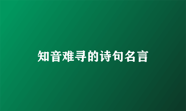 知音难寻的诗句名言
