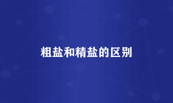 粗盐和精盐的区别