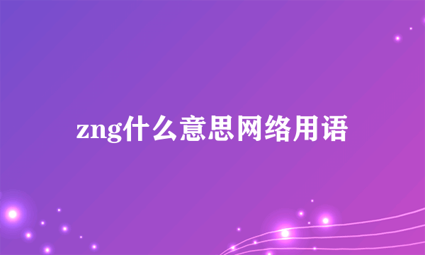 zng什么意思网络用语